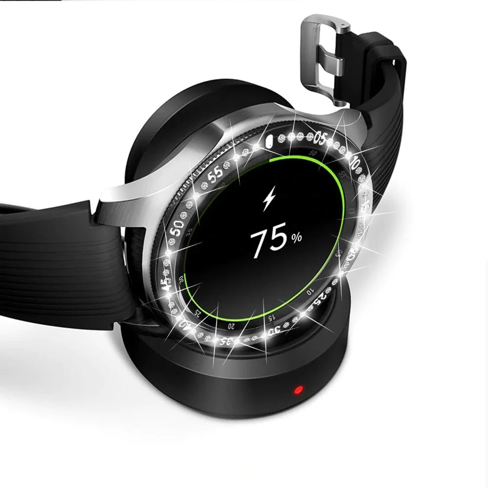 Stainless Steel Watch Bezel Ring Rhinestone Decor Index Ring for Samsung Galaxy Watch 42mm - Black - 5