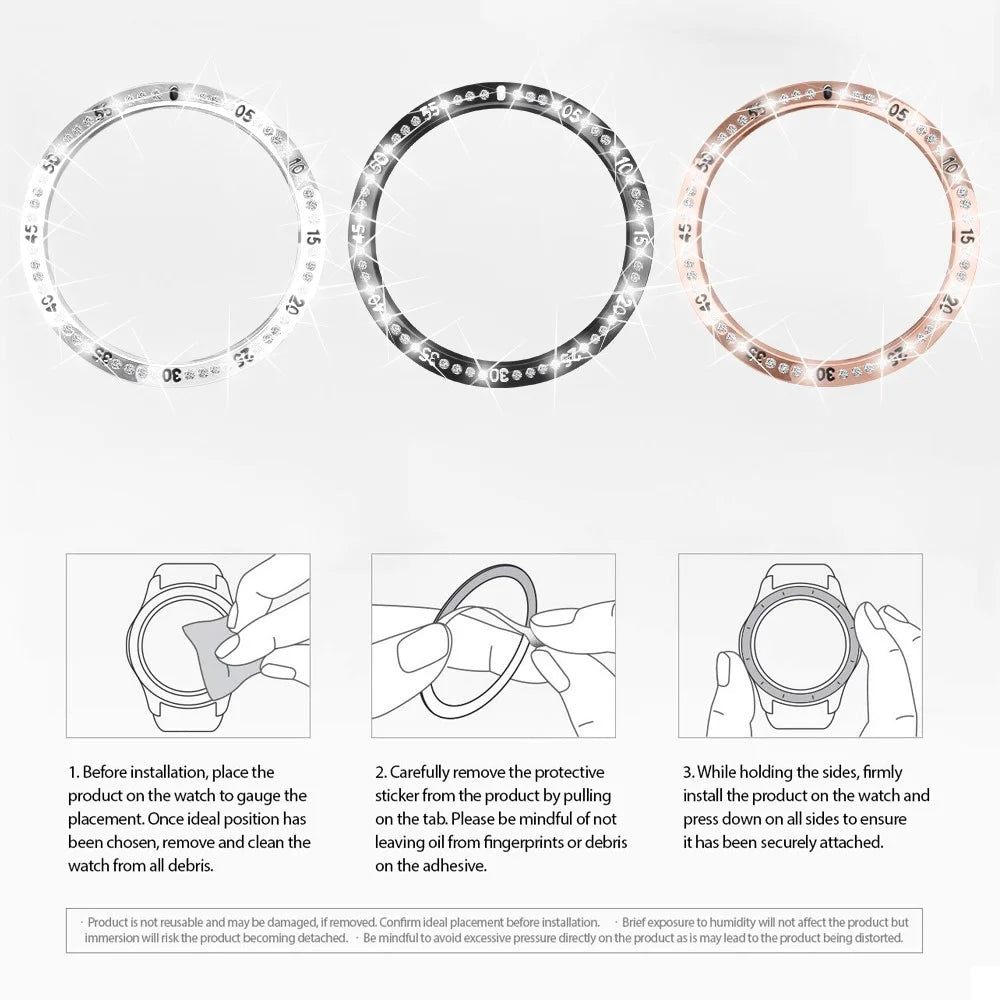 Stainless Steel Watch Bezel Ring Rhinestone Decor Index Ring for Samsung Galaxy Watch 42mm - Black - 6