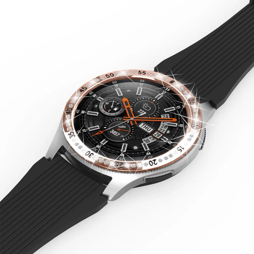 Rhinestone Decor Index Ring Stainless Steel Watch Bezel Ring for Samsung Galaxy Watch 46mm - Rose Gold - 3