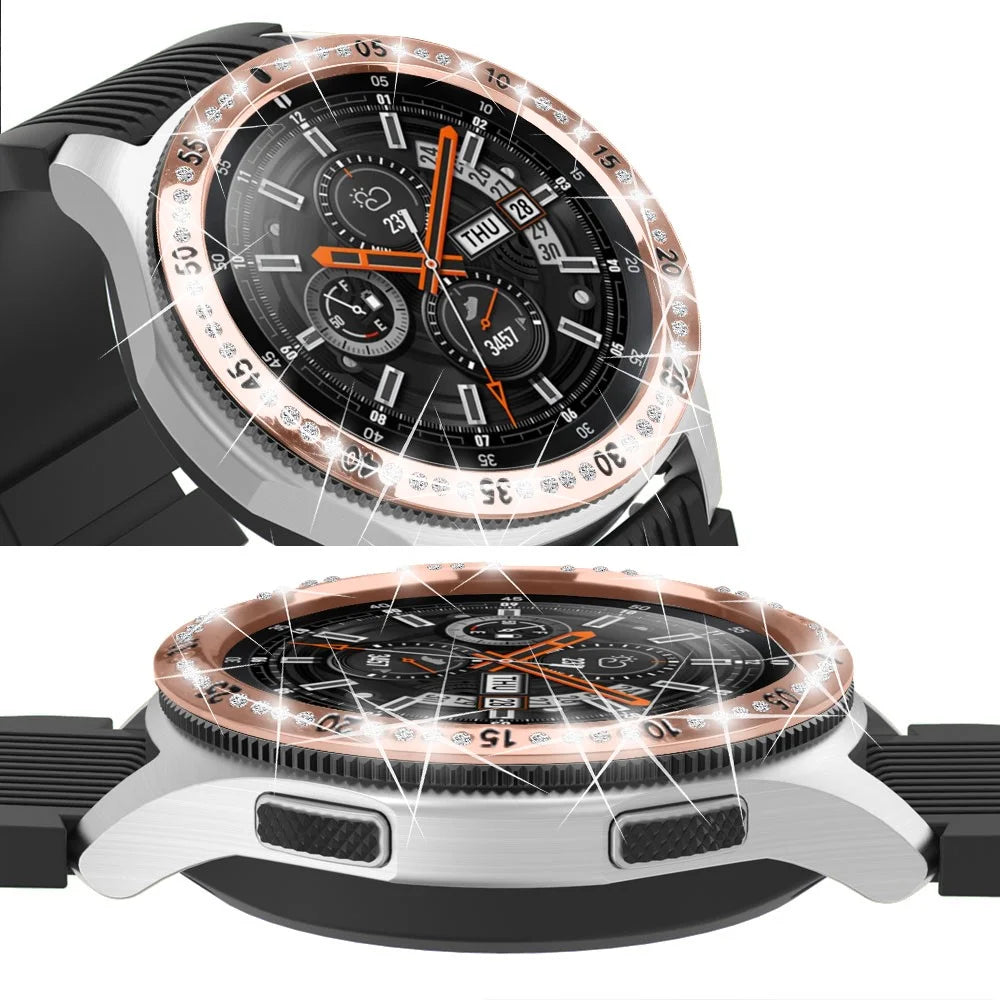 Rhinestone Decor Index Ring Stainless Steel Watch Bezel Ring for Samsung Galaxy Watch 46mm - Rose Gold - 4