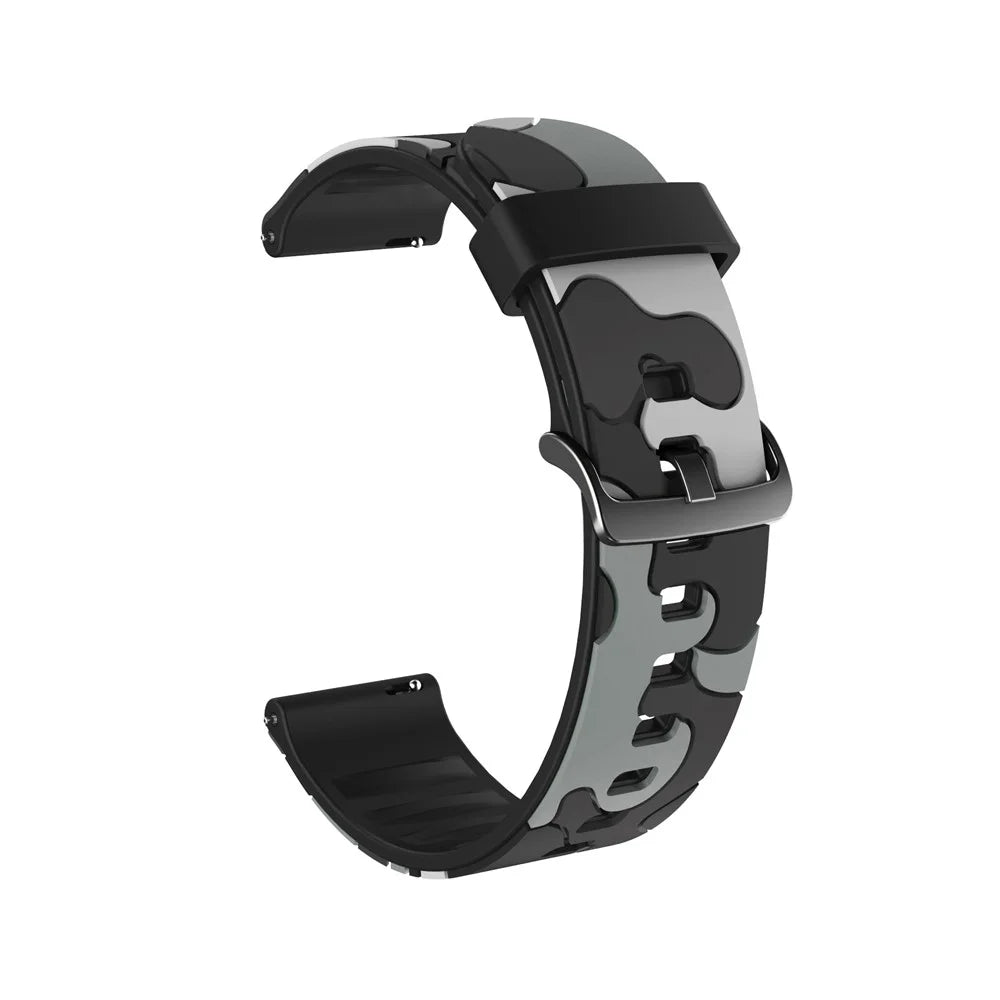 22mm Camouflage with Black Buckle Silicone Watch Band for Huawei Watch GT 2 46mm/GT/GT 2e - Black - 1