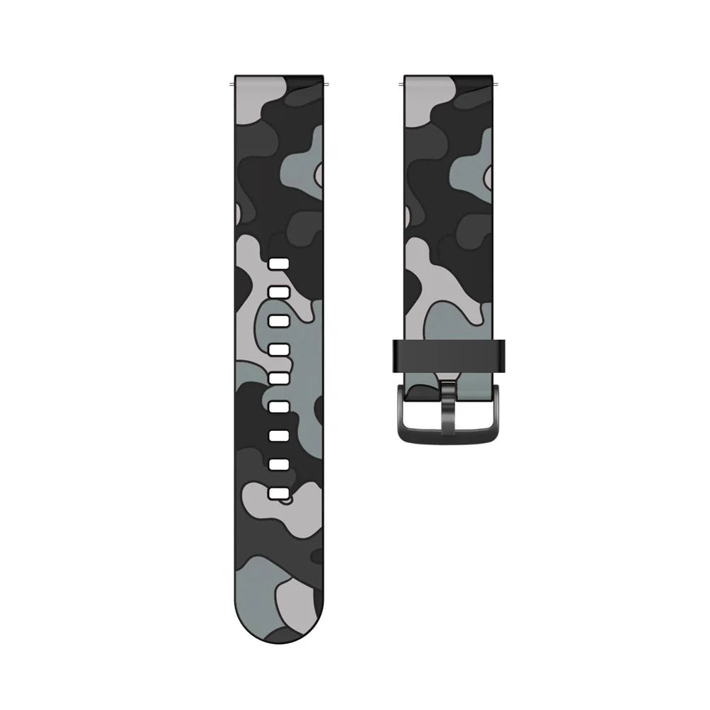22mm Camouflage with Black Buckle Silicone Watch Band for Huawei Watch GT 2 46mm/GT/GT 2e - Black - 2