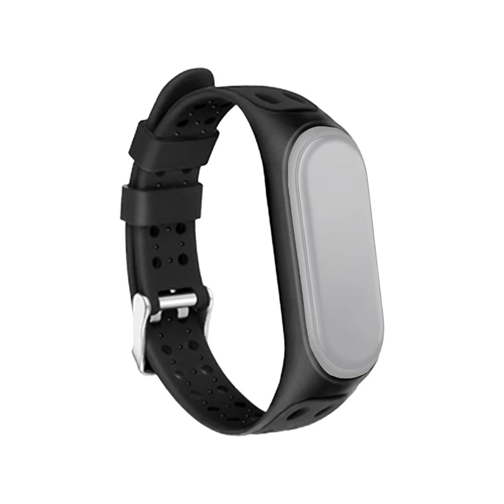 Bi-color Silicone Watch Band Replacement Strap for Xiaomi Mi Band 5/6/7 - Black - 1
