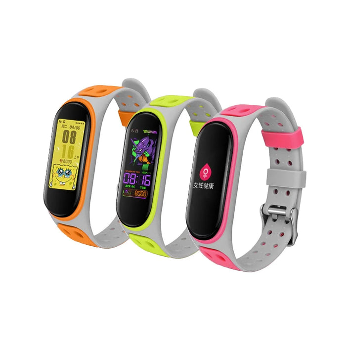 Bi-color Silicone Watch Band Replacement Strap for Xiaomi Mi Band 5/6/7 - Black - 2