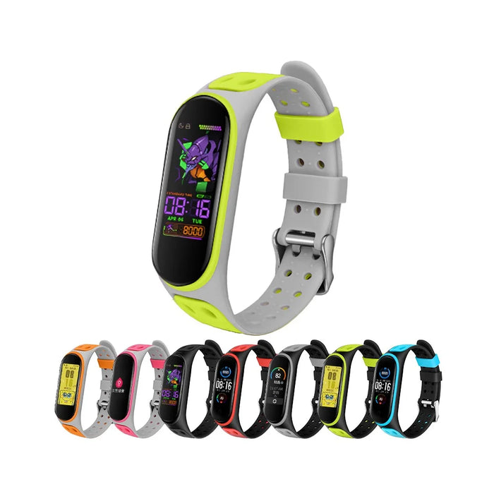 Bi-color Silicone Watch Band Replacement Strap for Xiaomi Mi Band 5/6/7 - Black - 3
