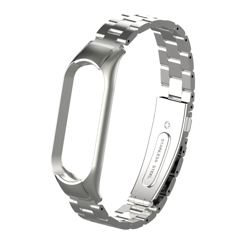 Three Beads Stainless Steel Watch Strap Replacement Band for Xiaomi Mi Band 5 - Silver - 1