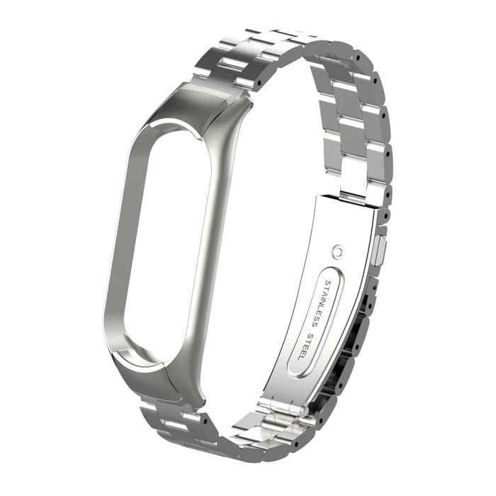Three Beads Stainless Steel Watch Strap Replacement Band for Xiaomi Mi Band 5 - Silver - 1
