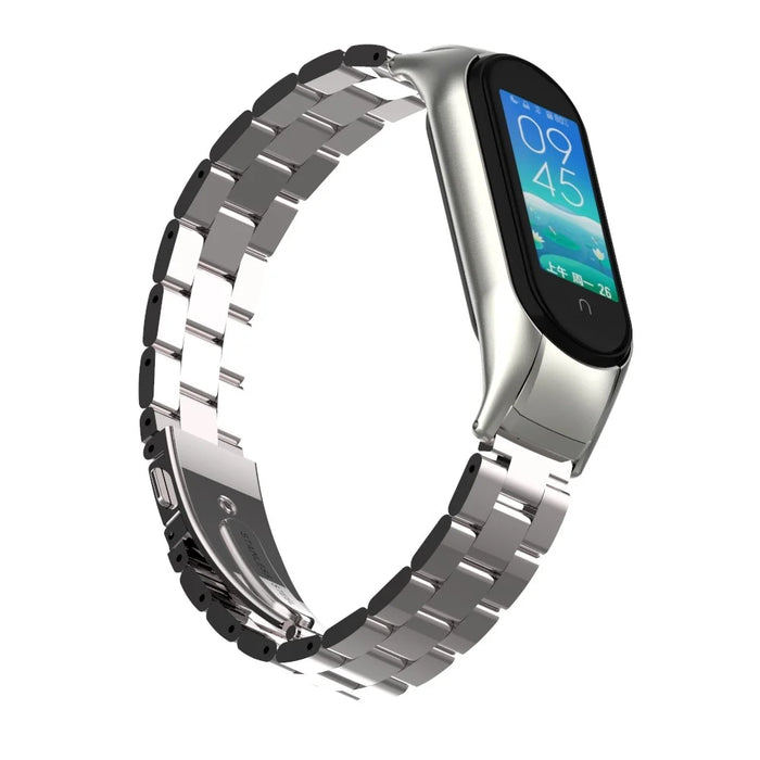Three Beads Stainless Steel Watch Strap Replacement Band for Xiaomi Mi Band 5 - Silver - 6