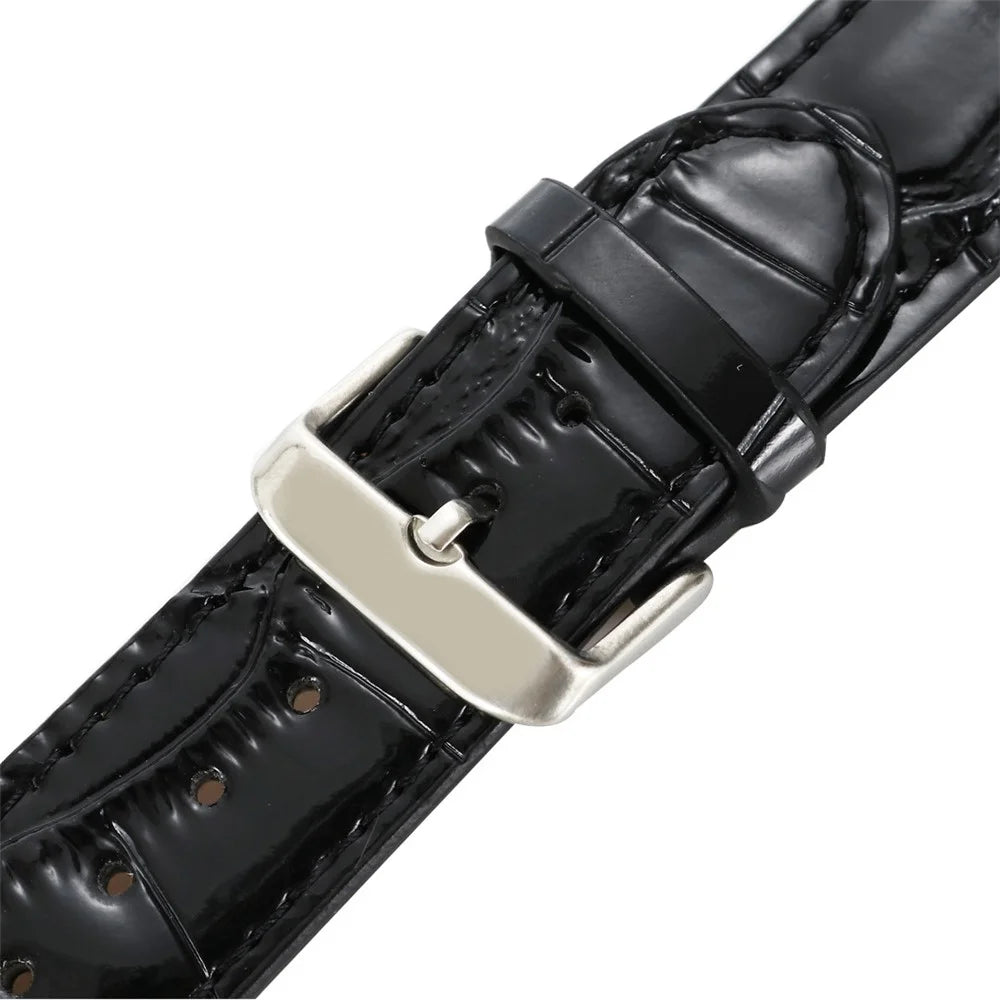 Crocodile Skin Split Leather Watch Band Strap Replacement for Apple Watch Ultra 3 2 1 49mm / Series 11 10 46mm / 9 8 7 45mm / SE3 SE2 SE 6 5 4 44mm / 3 2 1 42mm - Black - 3