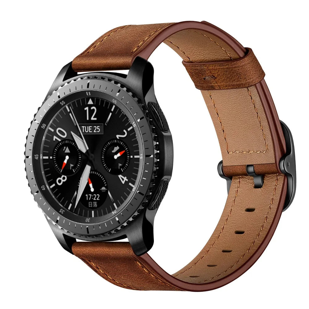 Cowhide Leather Watch Band (DS Style) for Samsung Galaxy Gear S3/Ticwatch/Huami Watch Moto 360 - Coffee - 2