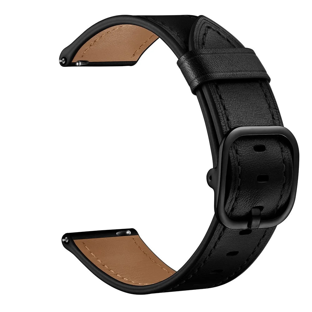 22mm Cowhide Leather (DS Style) Watch Strap for Samsung Galaxy Watch3 45mm / Galaxy Watch 46mm - Black - 1