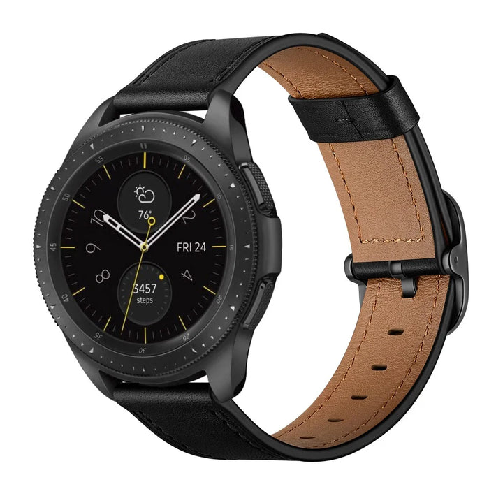 22mm Cowhide Leather (DS Style) Watch Strap for Samsung Galaxy Watch3 45mm / Galaxy Watch 46mm - Black - 2