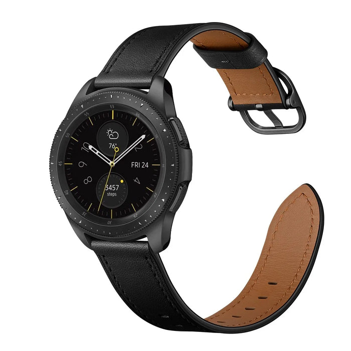 22mm Cowhide Leather (DS Style) Watch Strap for Samsung Galaxy Watch3 45mm / Galaxy Watch 46mm - Black - 3