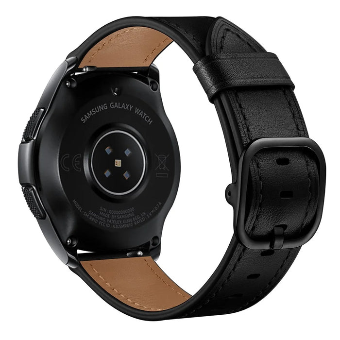 22mm Cowhide Leather (DS Style) Watch Strap for Samsung Galaxy Watch3 45mm / Galaxy Watch 46mm - Black - 5