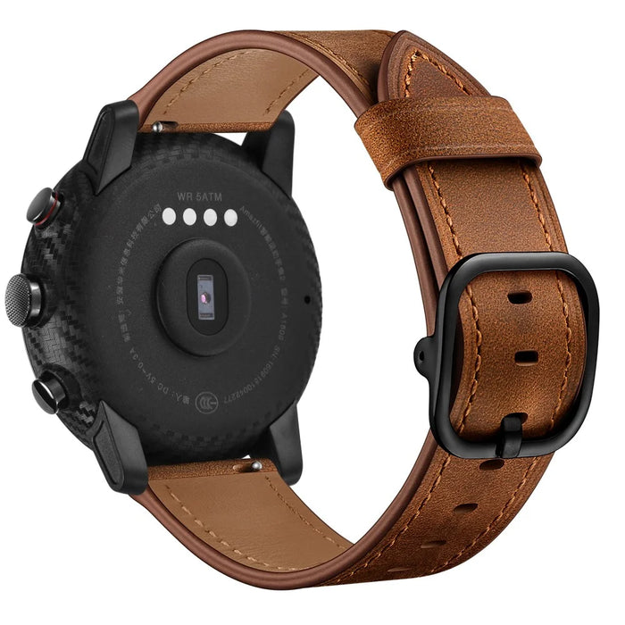 22mm Cowhide Leather Watch Band (DS Style) for Huami Amazfit 1/2S - Coffee - 2