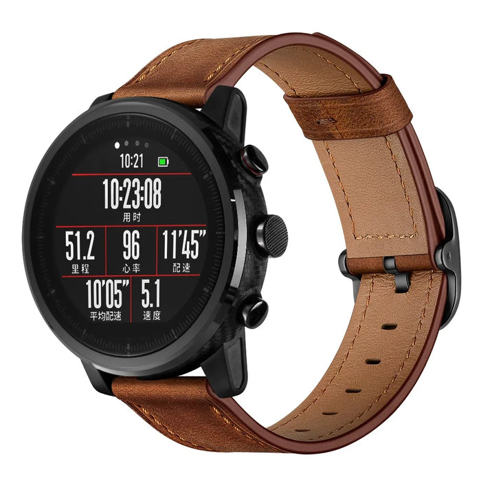 22mm Cowhide Leather Watch Band (DS Style) for Huami Amazfit 1/2S - Coffee - 3