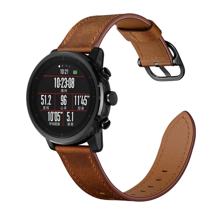 22mm Cowhide Leather Watch Band (DS Style) for Huami Amazfit 1/2S - Coffee - 4