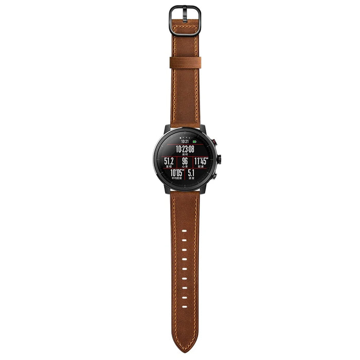22mm Cowhide Leather Watch Band (DS Style) for Huami Amazfit 1/2S - Coffee - 5