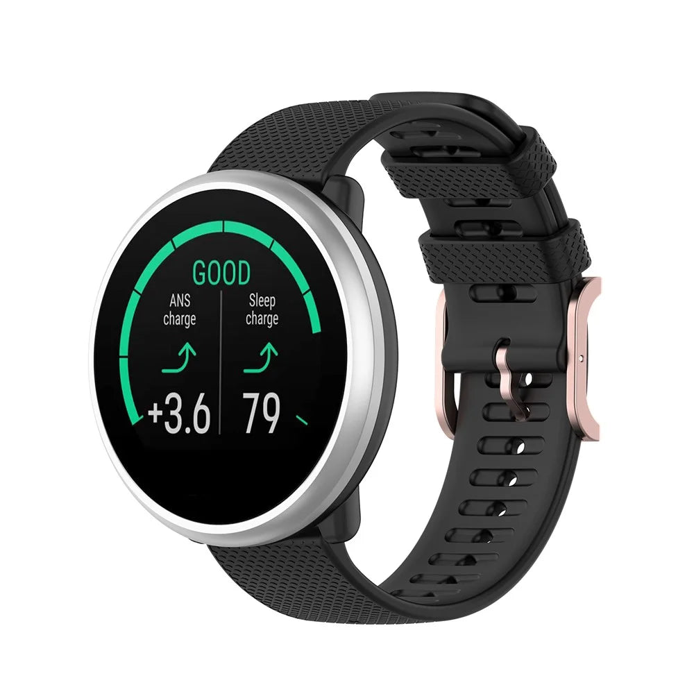 For Polar Ignite / Garmin Vivoactive 3 20mm Silicone Smart Watch Band Adjustable Pin Buckle Replacement Strap - Black - 2