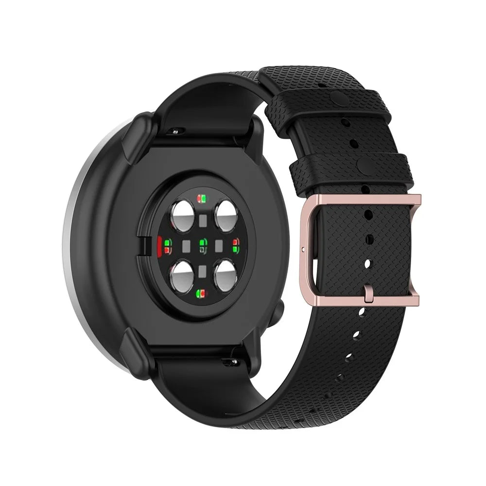 For Polar Ignite / Garmin Vivoactive 3 20mm Silicone Smart Watch Band Adjustable Pin Buckle Replacement Strap - Black - 3