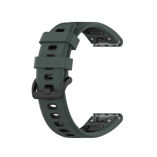 Bi-color Silicone Smart Watch Band for Garmin Fenix 7/Fenix 6/Fenix 5 - Dark Green/Black - 1