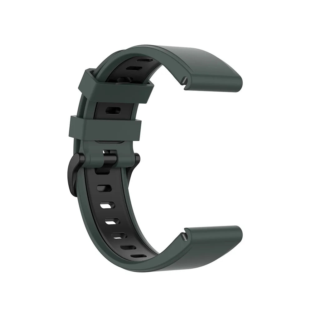Bi-color Silicone Smart Watch Band for Garmin Fenix 7/Fenix 6/Fenix 5 - Dark Green/Black - 2