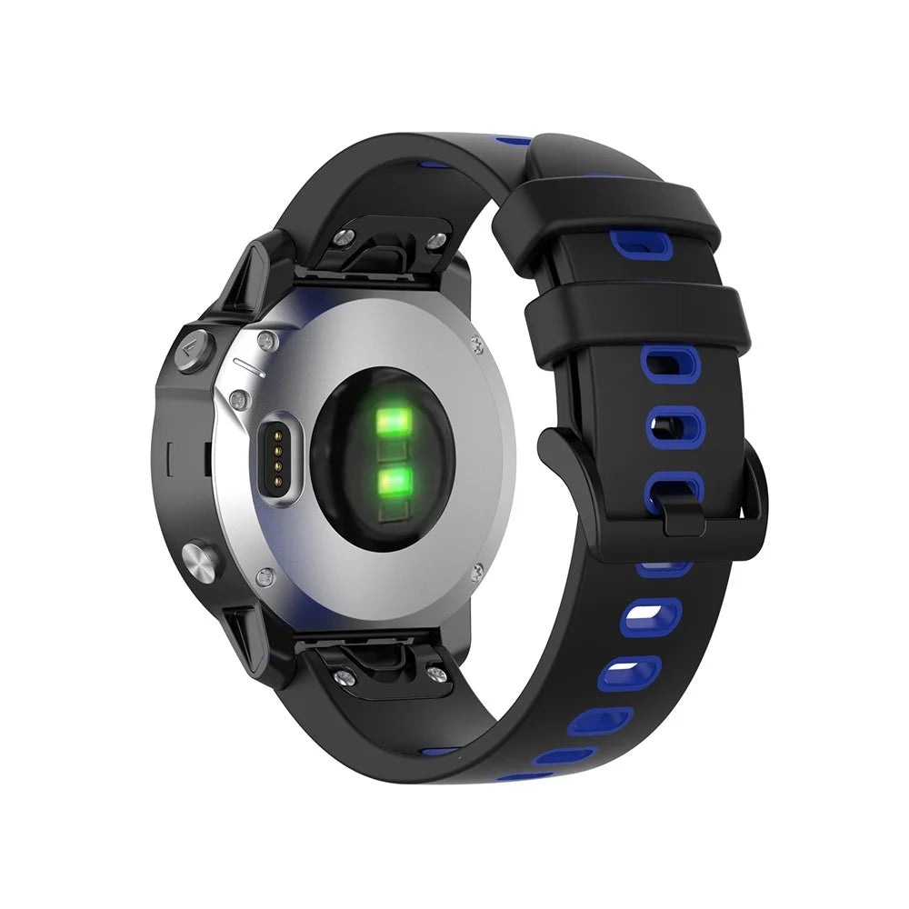 Bi-color Watch Band Silicone Watch Strap for Garmin Fenix 6S/Fenix 5S - Black/Blue - 2