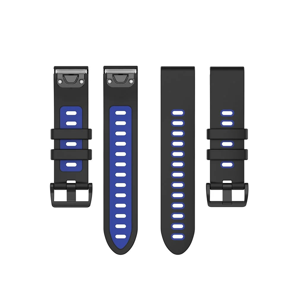 Bi-color Watch Band Silicone Watch Strap for Garmin Fenix 6S/Fenix 5S - Black/Blue - 4
