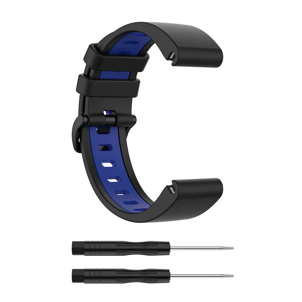 Bi-color Watch Band Silicone Watch Strap for Garmin Fenix 6S/Fenix 5S - Black/Blue - 5