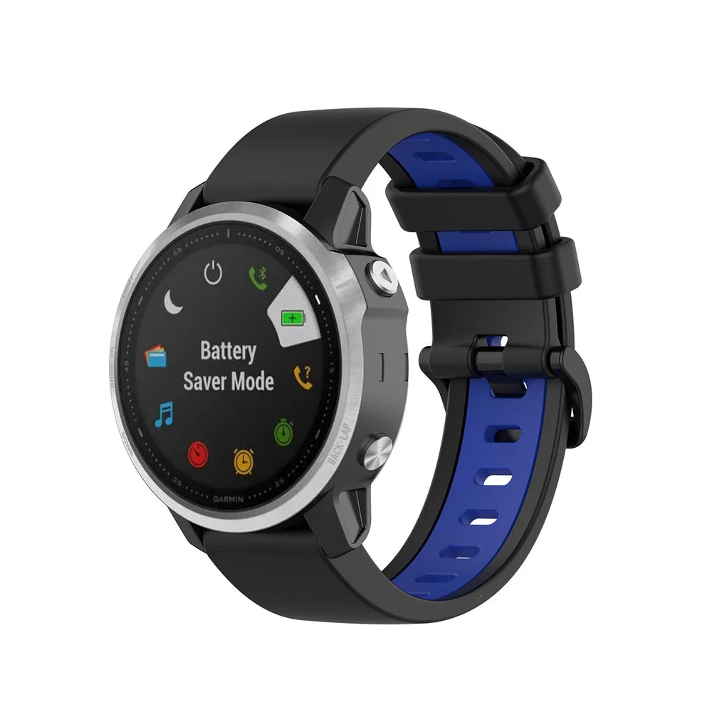 Bi-color Watch Band Silicone Watch Strap for Garmin Fenix 6S/Fenix 5S - Black/Blue - 6