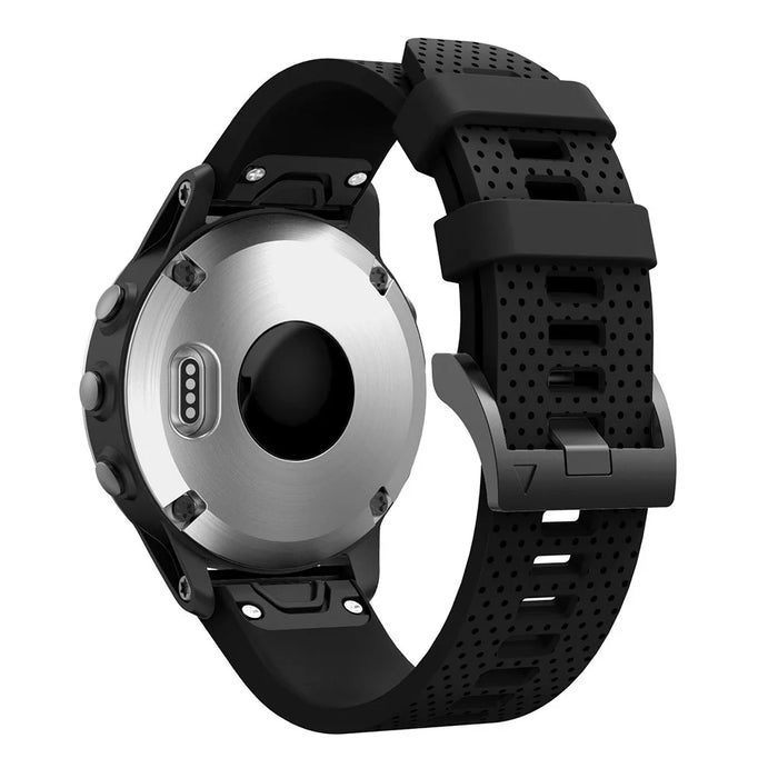 With Black Triangle Buckle Silicone Watch Strap for Garmin Fenix 5S - Black - 2