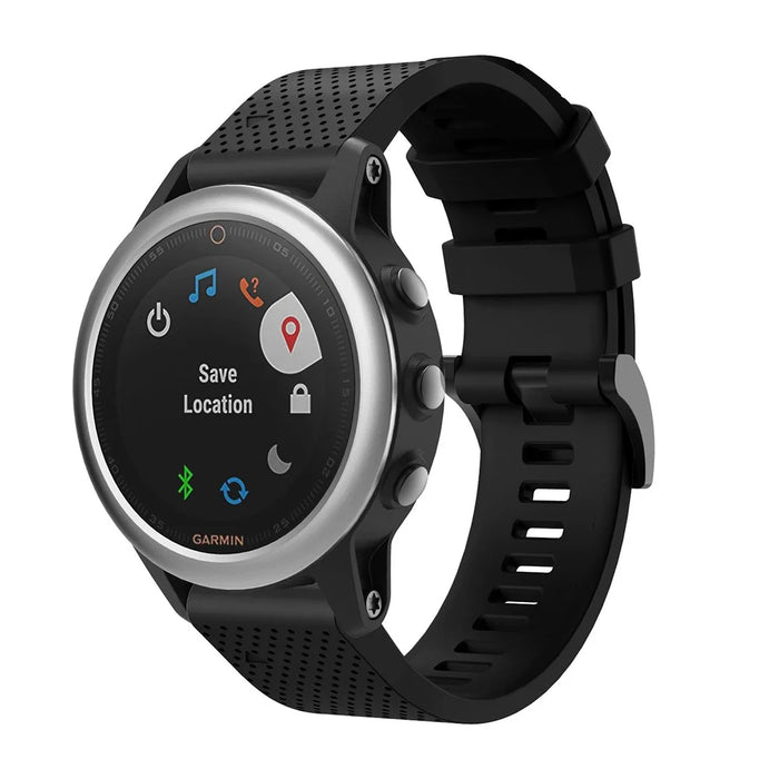 With Black Triangle Buckle Silicone Watch Strap for Garmin Fenix 5S - Black - 5