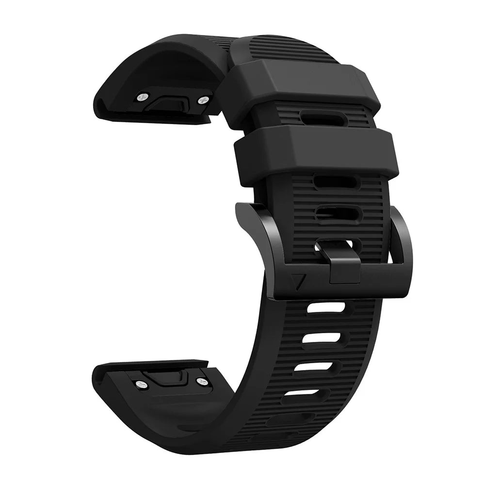 Horizontal Streak with Black Triangle Buckle Silicone Watch Band for Garmin Fenix 5X - Black - 1