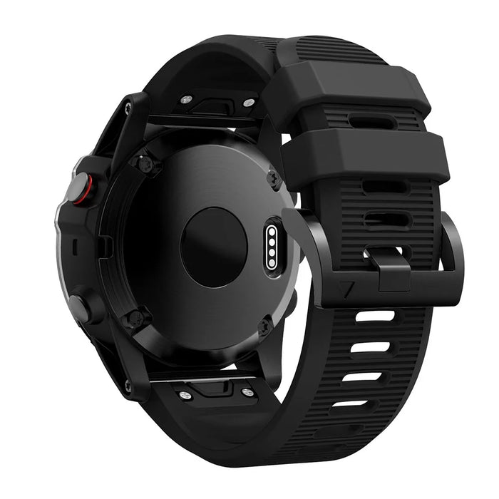 Horizontal Streak with Black Triangle Buckle Silicone Watch Band for Garmin Fenix 5X - Black - 2