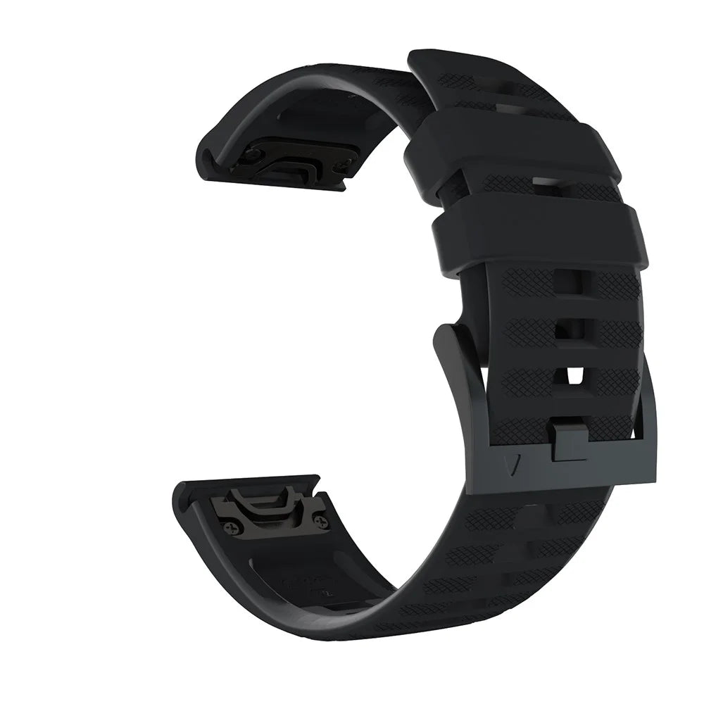 26mm Silicone Watch Strap for Garmin Fenix 7X/6X GPS/ 6X Pro Smart Watch Band Replacement - Black - 3