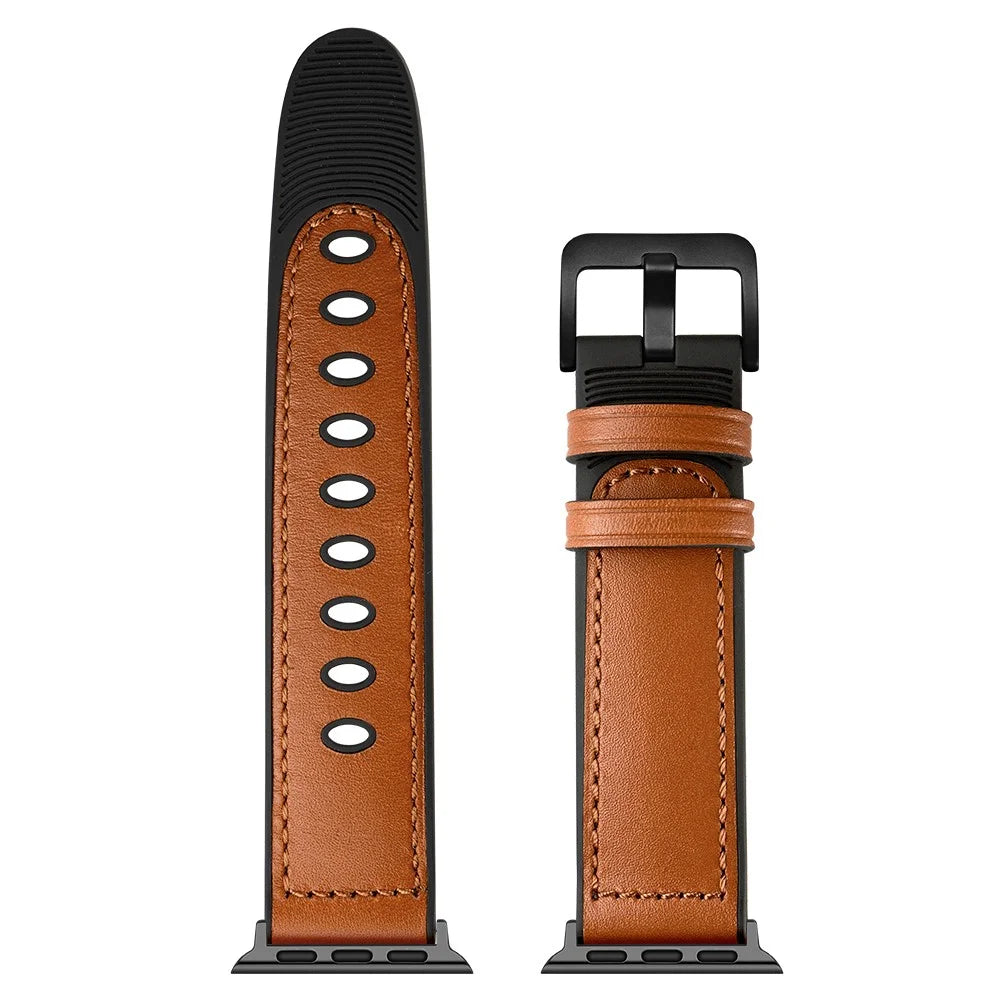 Genuine Leather Watch Band for Apple Watch Ultra 3 2 1 49mm / Series 11 10 46mm / 9 8 7 45mm / SE3 SE2 SE 6 5 4 44mm / 3 2 1 42mm - Brown - 4
