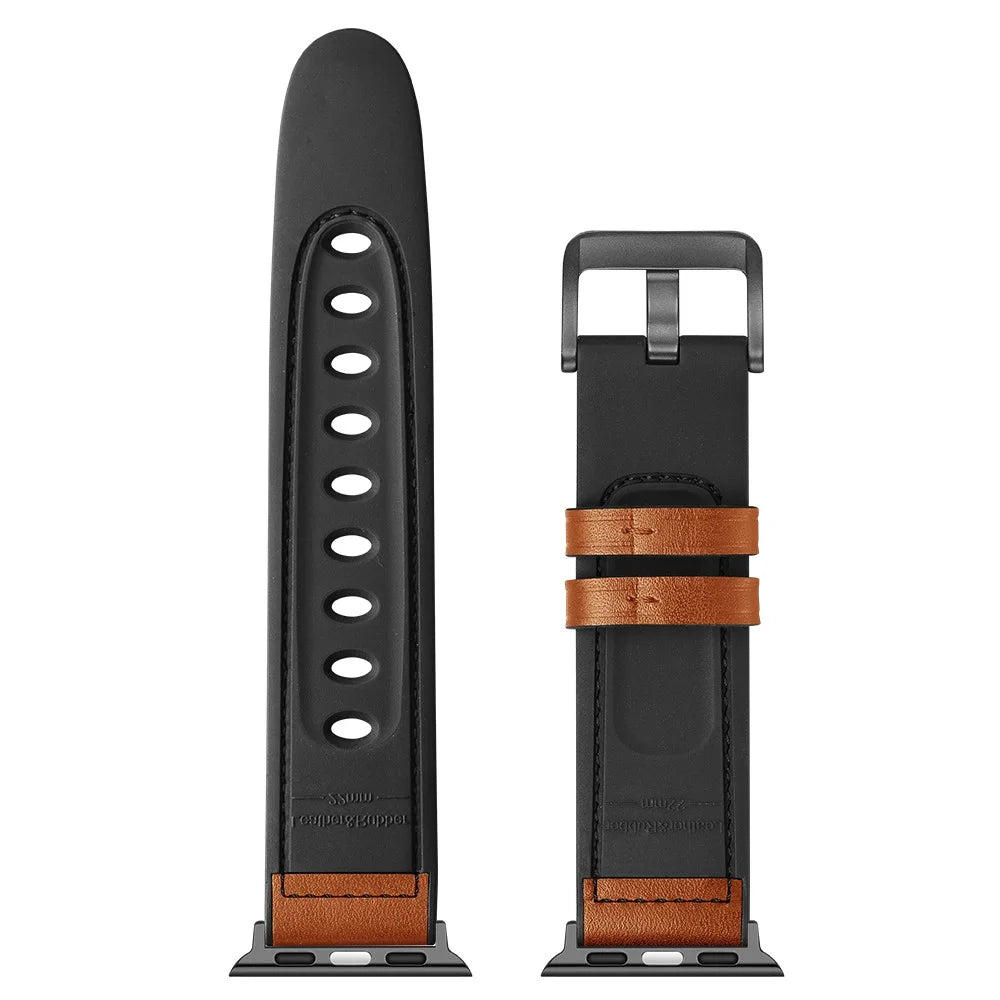 Genuine Leather Watch Band for Apple Watch Ultra 3 2 1 49mm / Series 11 10 46mm / 9 8 7 45mm / SE3 SE2 SE 6 5 4 44mm / 3 2 1 42mm - Brown - 5