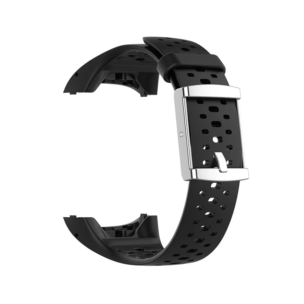 For Polar M400/M430 Breathable Soft Silicone Watch Strap Band Bracelet Replacement - Black - 1