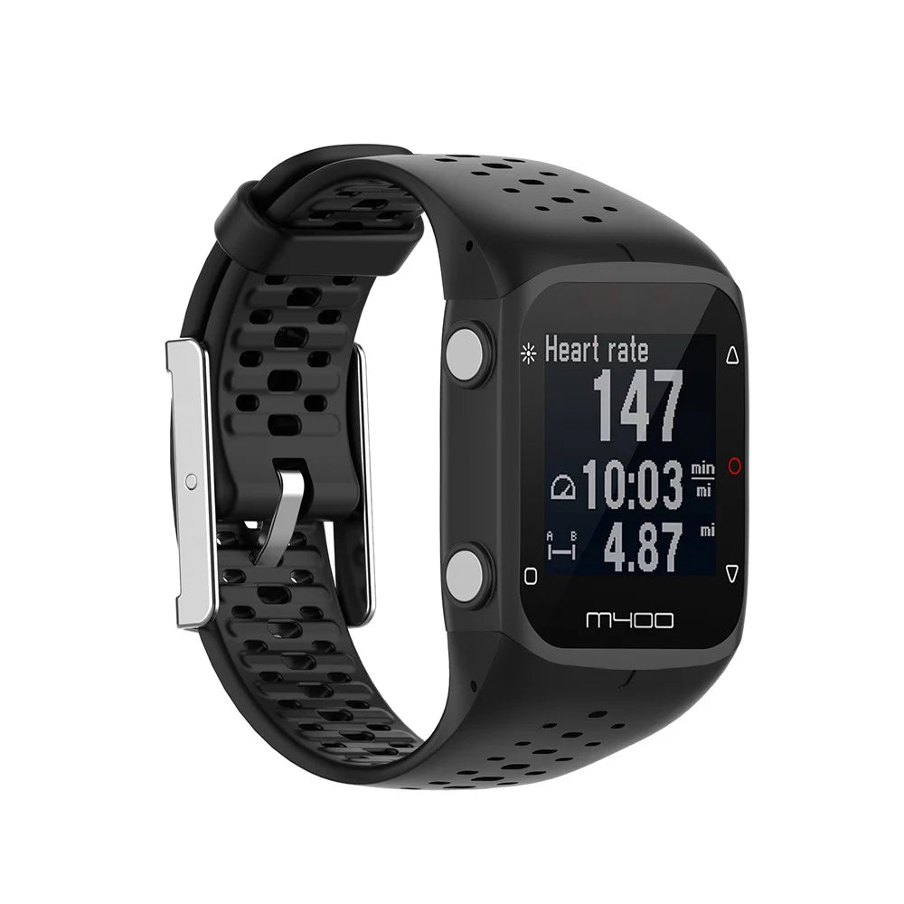 For Polar M400/M430 Breathable Soft Silicone Watch Strap Band Bracelet Replacement - Black - 4