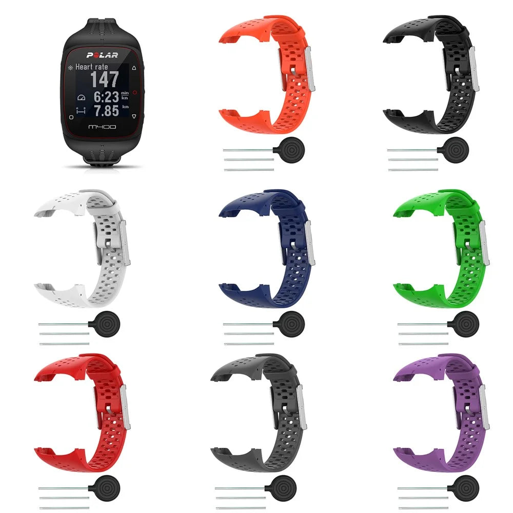For Polar M400/M430 Breathable Soft Silicone Watch Strap Band Bracelet Replacement - Black - 7