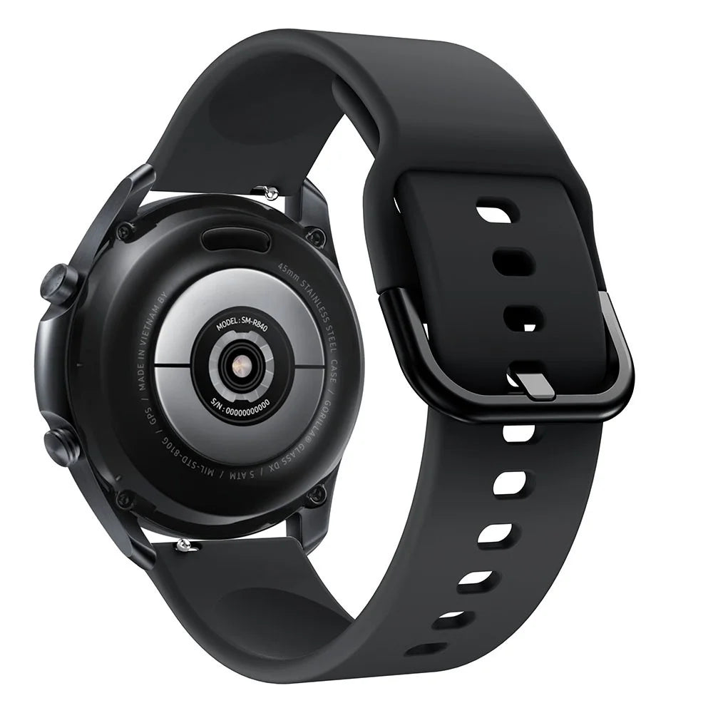 Silicone Watch Band with Metal Buckle for Samsung Galaxy Watch3 45mm - Black - 2
