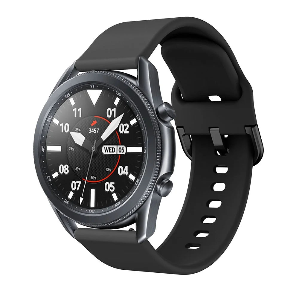 Silicone Watch Band with Metal Buckle for Samsung Galaxy Watch3 45mm - Black - 4