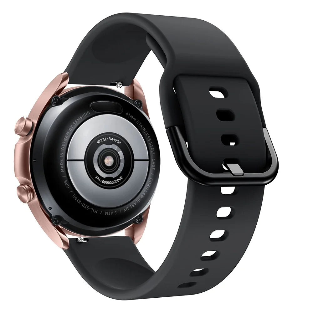Silicone Smart Watch Band Adjustable Wrist Strap with Metal Buckle for Samsung Galaxy Watch3 41mm - Black - 2