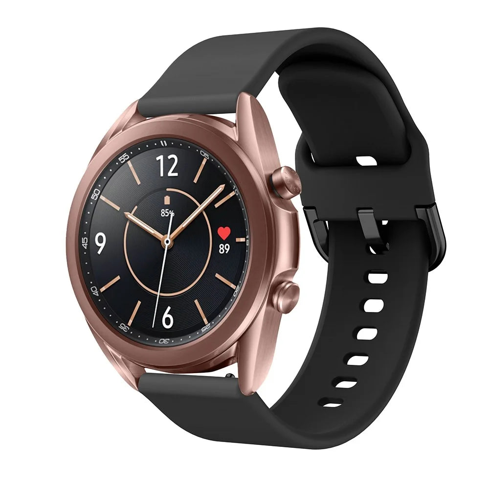 Silicone Smart Watch Band Adjustable Wrist Strap with Metal Buckle for Samsung Galaxy Watch3 41mm - Black - 4