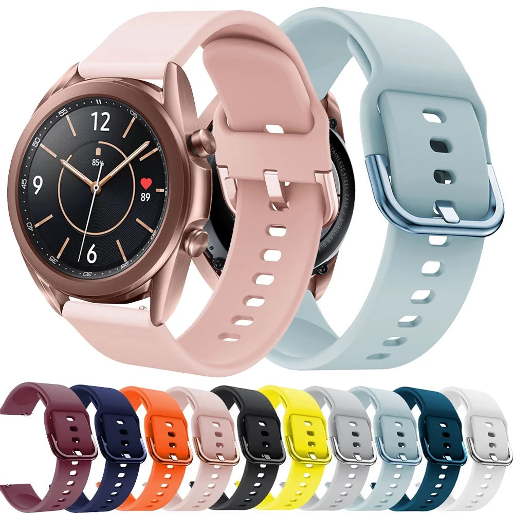 Silicone Smart Watch Band Adjustable Wrist Strap with Metal Buckle for Samsung Galaxy Watch3 41mm - Black - 5