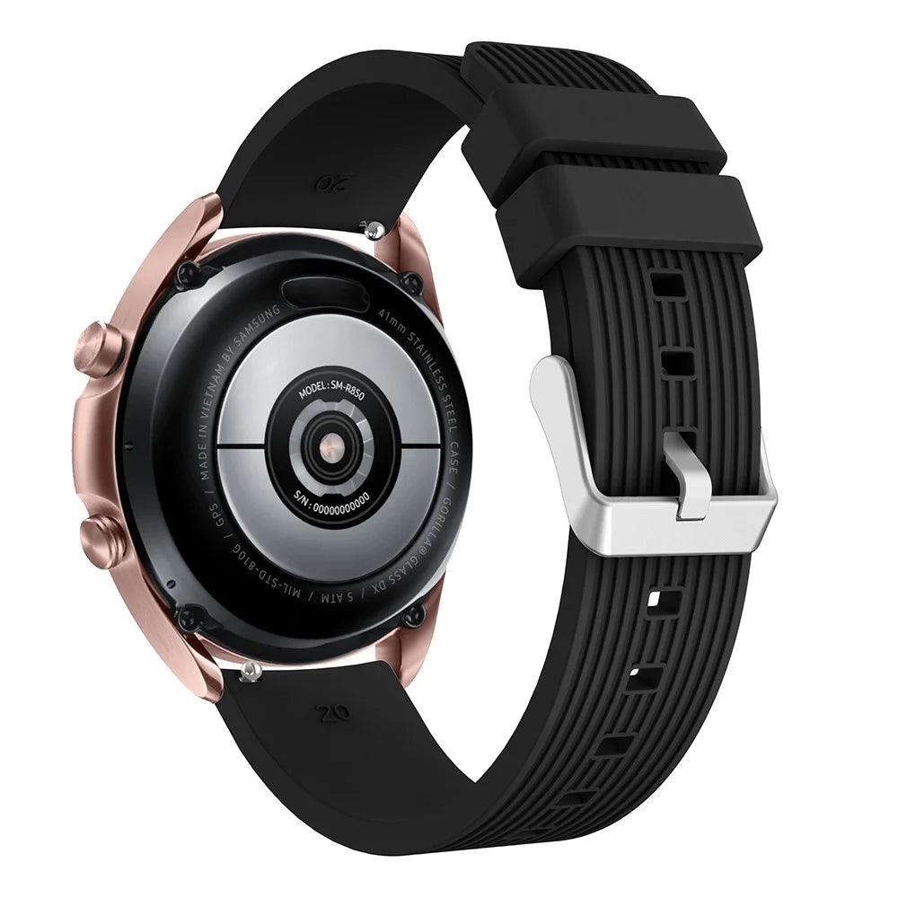 Pinstriped Silicone Smart Watch Band for Samsung Galaxy Watch3 41mm - Black - 2