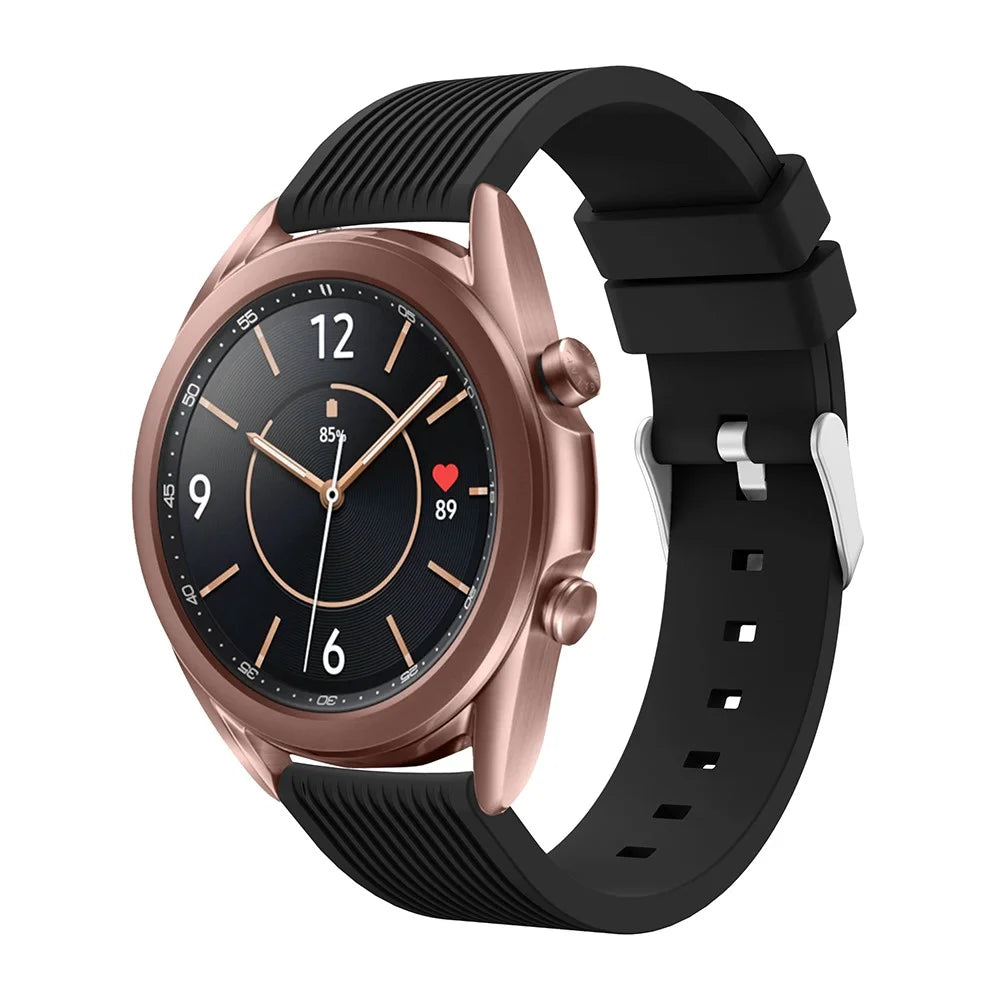 Pinstriped Silicone Smart Watch Band for Samsung Galaxy Watch3 41mm - Black - 4