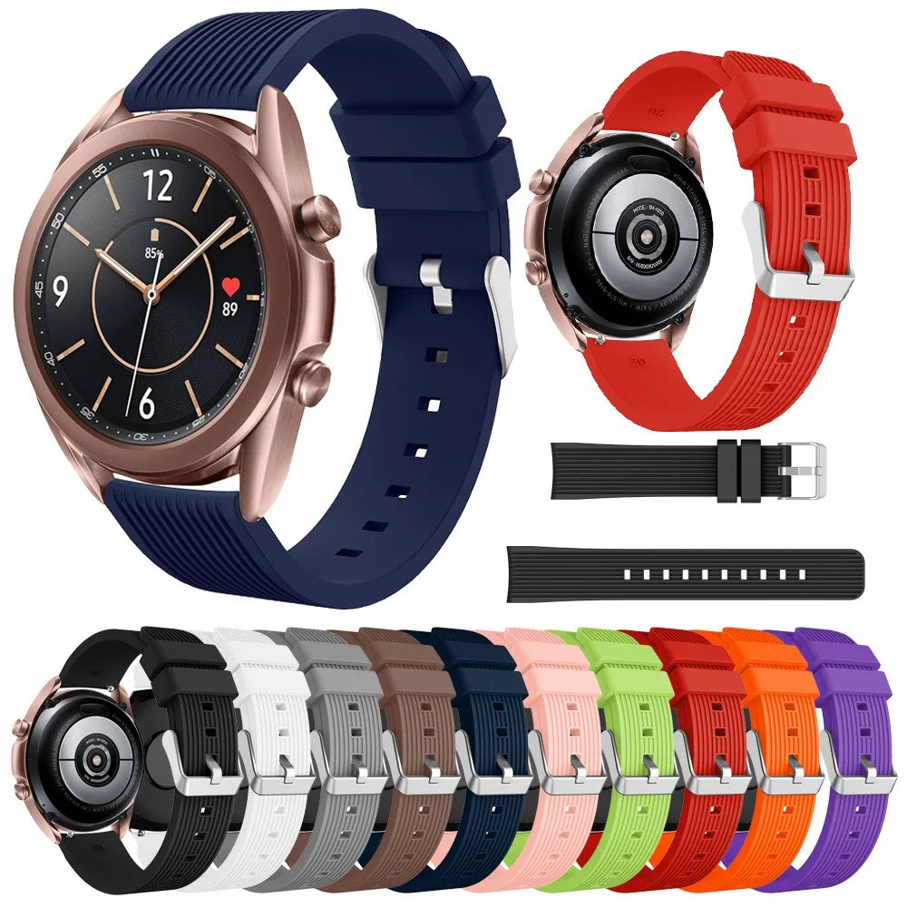 Pinstriped Silicone Smart Watch Band for Samsung Galaxy Watch3 41mm - Black - 5