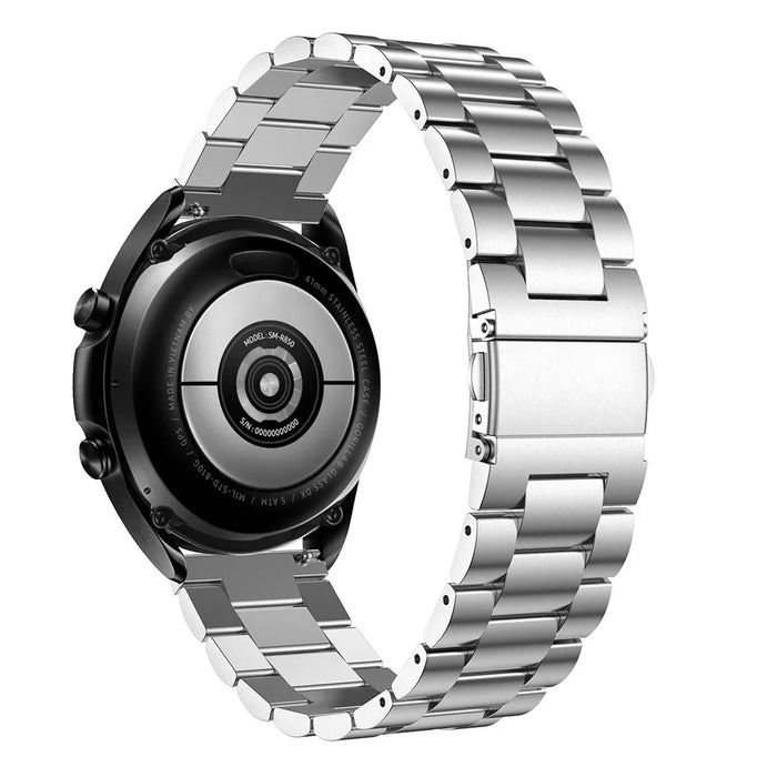 For Samsung Galaxy Watch3 45mm Stainless Steel Smart Watch Band Replacement Strap with Folding Clasp Closure - Silver - 2