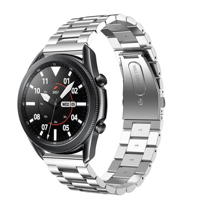 For Samsung Galaxy Watch3 45mm Stainless Steel Smart Watch Band Replacement Strap with Folding Clasp Closure - Silver - 3